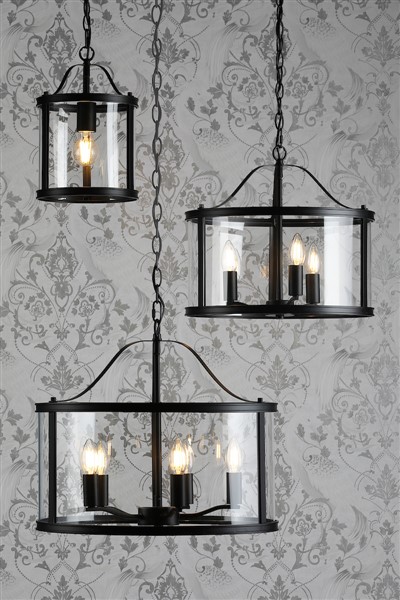(image for) Laura Ashley Harrington 5 Light Pendant Matt Black and Glass